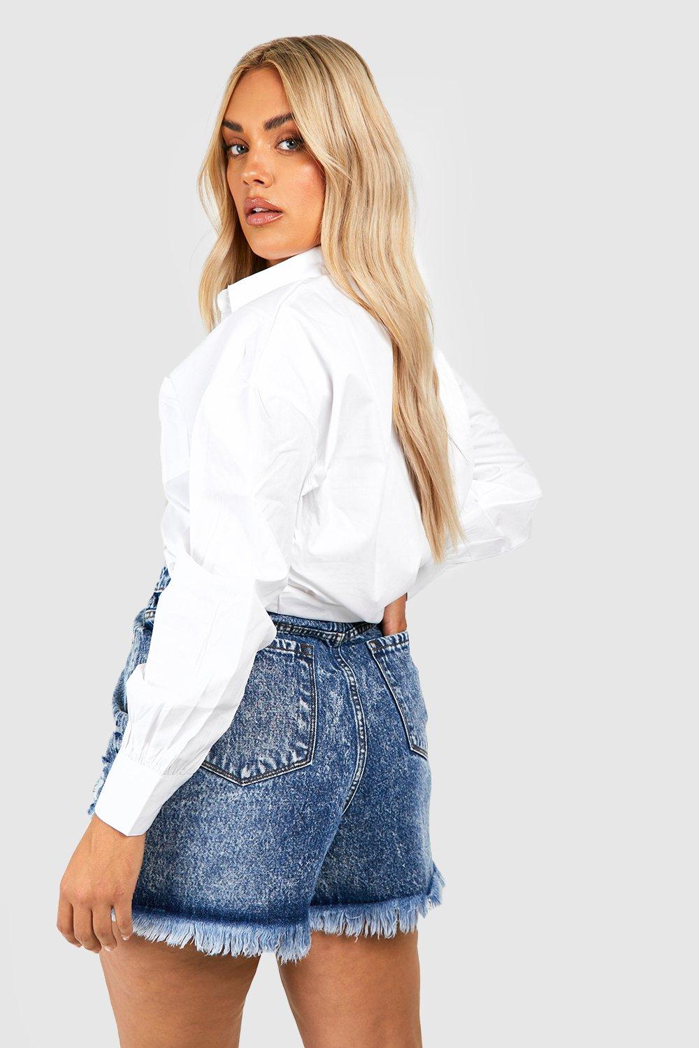 Boohoo white hot sale denim shorts